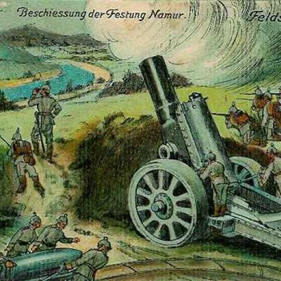 German postcard showing the siege of Namur